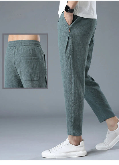 Ice Silk Linen Man Sport Pants