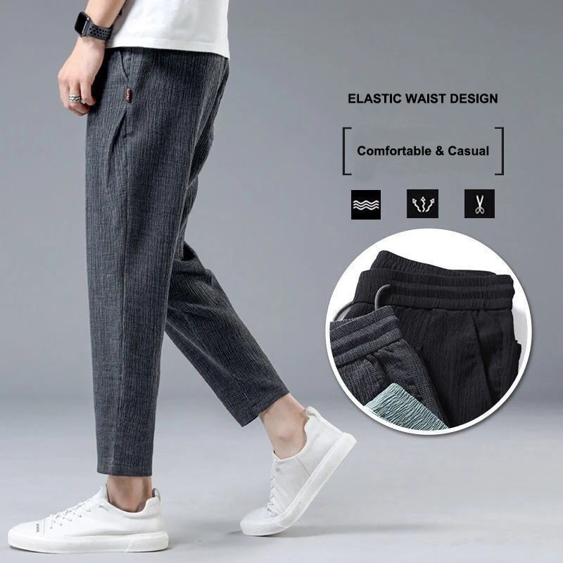 Ice Silk Linen Man Sport Pants