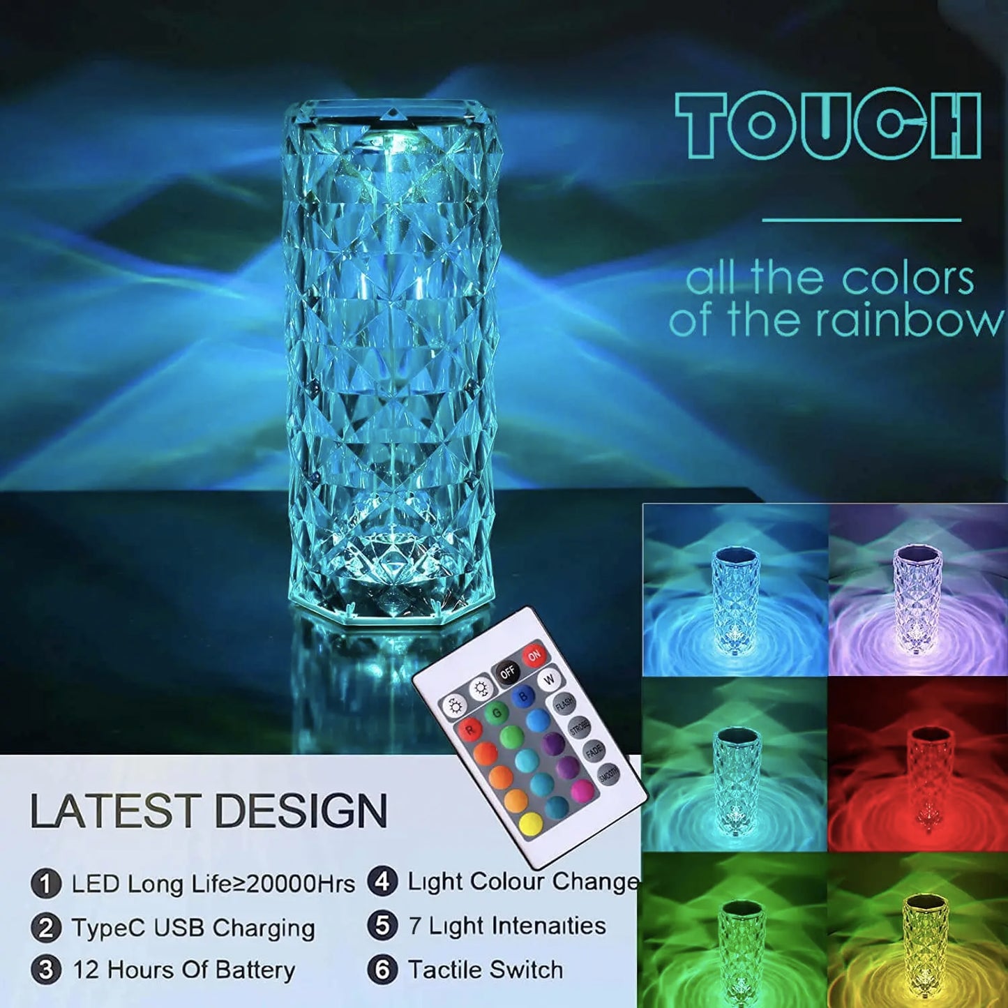 Crystal Touch Table Lamp For Bedroom